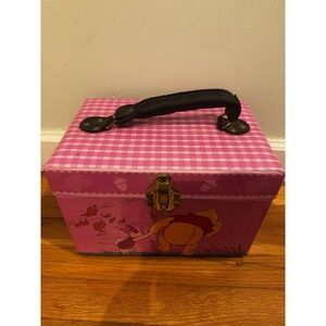 Vintage Winnie The Pooh Piglet Pink Checkered Storage Keepsake Box Inside Insert